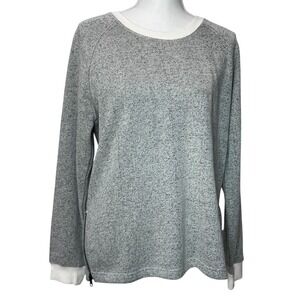 Converse Women's Sweatshirt Large NWT Heather Gray Cream Side Zip‎ Pullover